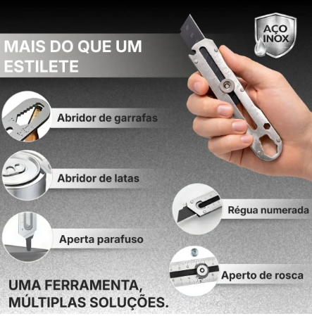 Estilete Aço Inox Conjugado - 18mm