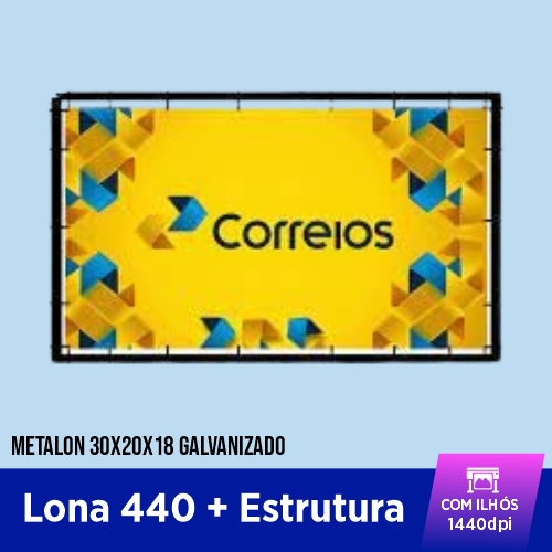 Letreiro em Lona com ilhós + Metalon 