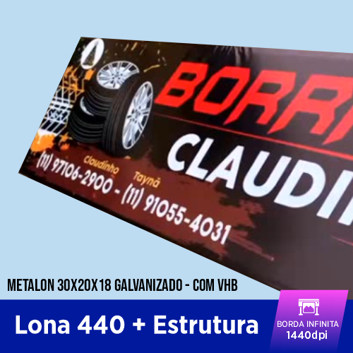 Letreiro em Lona Borda Infinta + Metalon 